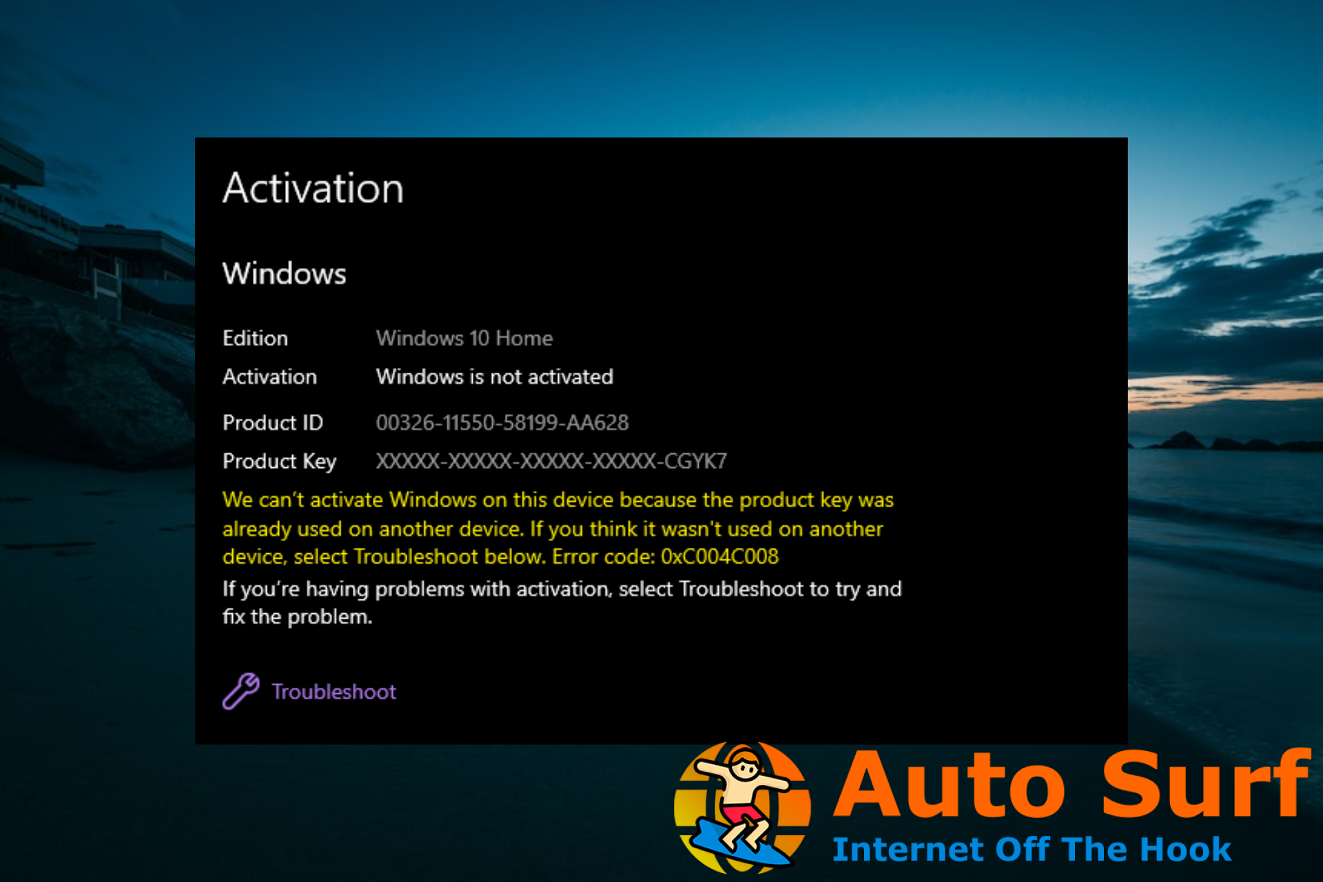 Corrección: Código de error de activación 0xC004C008 en Windows 10 y 11