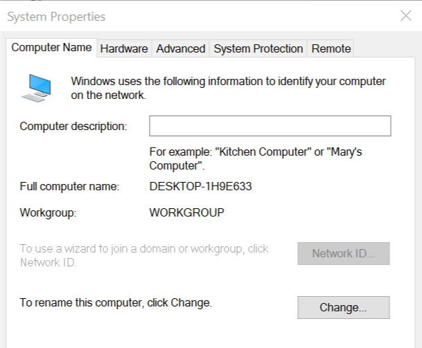 Propiedades del sistema: a esta PC le falta la opción de unirse al dominio de Windows 10