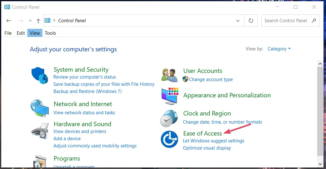 El centro de facilidad de acceso desactiva el cambio automático de tamaño de ventana de Windows 10