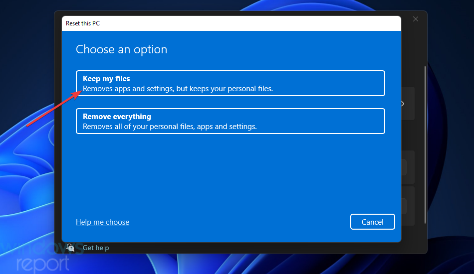 Opción Conservar mis archivos Actualización de Windows Algo salió mal Windows 11