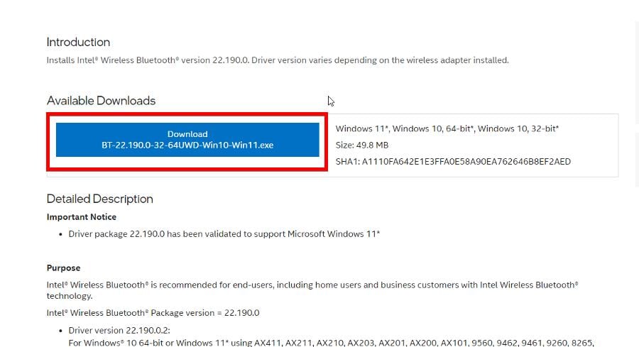 Descargue e instale el controlador Intel Bluetooth para Windows 11