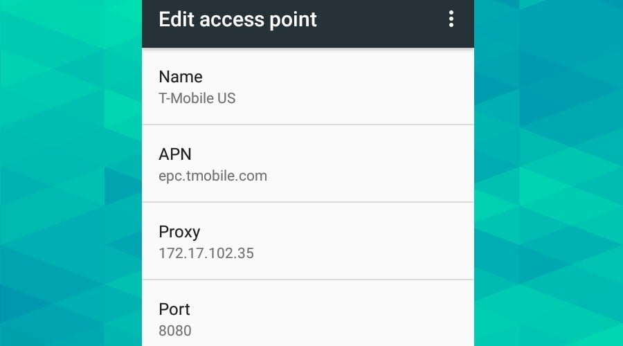 configuración de Android editar proxy de punto de acceso