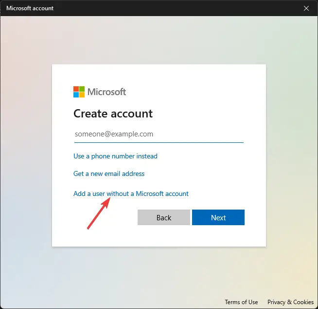 Agregar un usuario sin cuenta de Microsoft