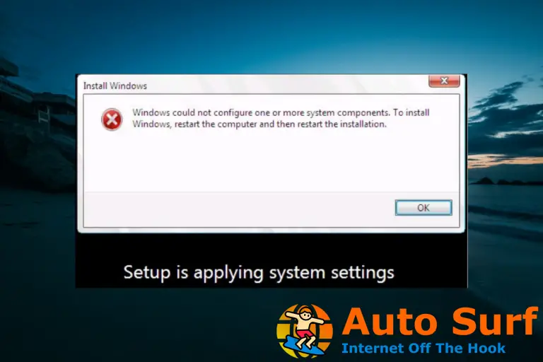 Solución: Windows no pudo configurar uno o más componentes