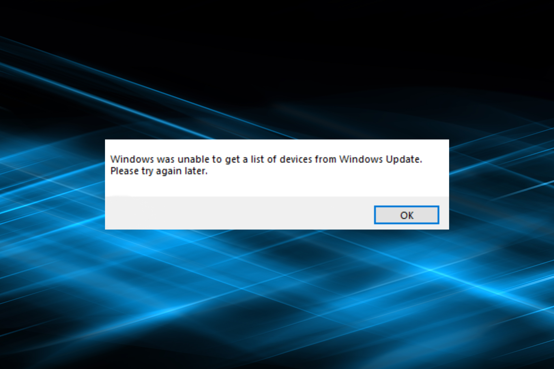 reparar Windows no pudo obtener una lista de dispositivos del error de actualización de Windows al instalar la impresora
