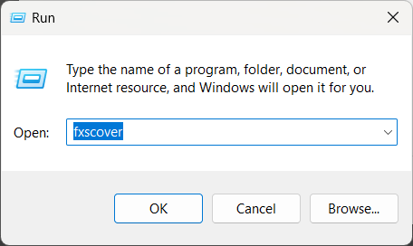 Ejecute Windows fxscover - editor de portadas de fax en Windows 11