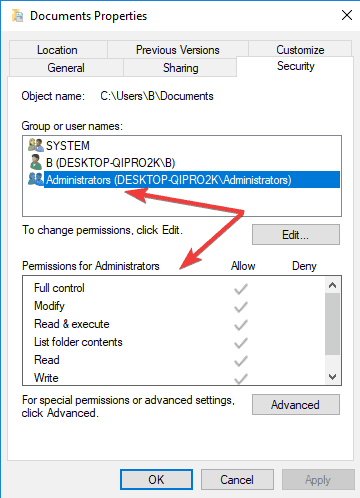 Windows 10 error al aplicar atributos