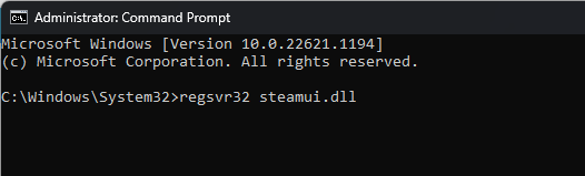 Registrar Steam: no se pudo cargar steamui.dll