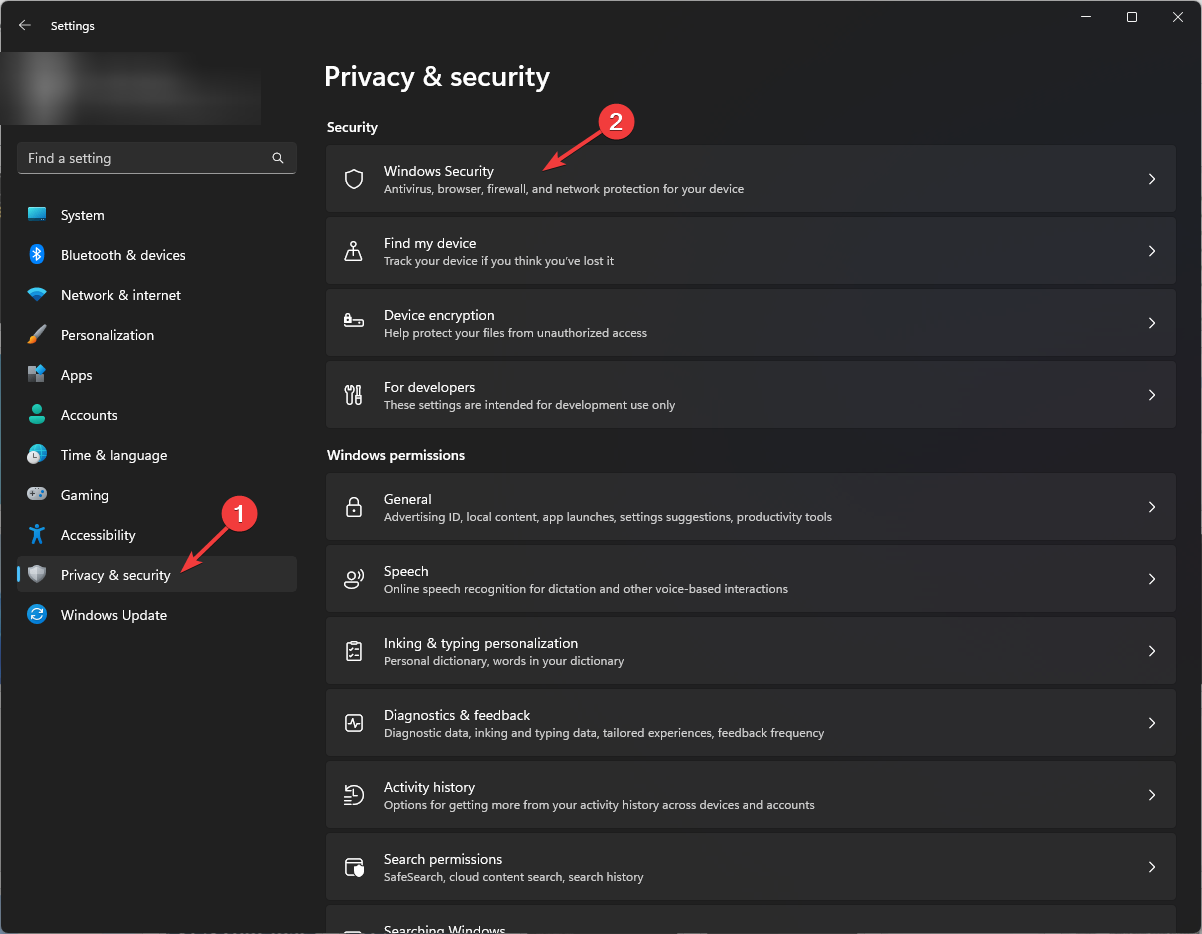 Seguridad de privacidad: seguridad de Windows