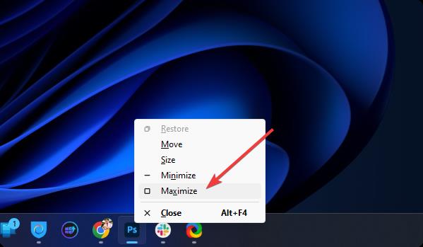 maximizar la ventana de la aplicación desde el icono de la barra de tareas