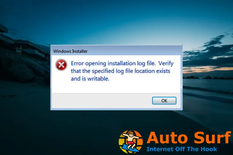Solución: error al abrir el archivo de registro de instalación en Windows 10