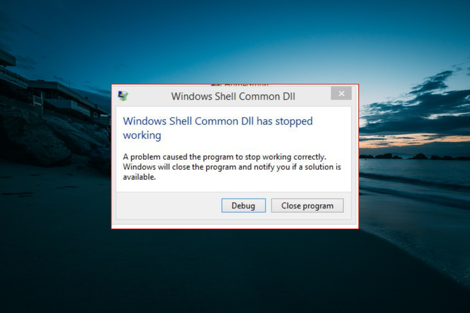 La DLL común de Windows Shell ha dejado de funcionar