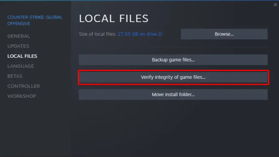verificar la integridad los archivos del juego no reconocidos no pueden continuar