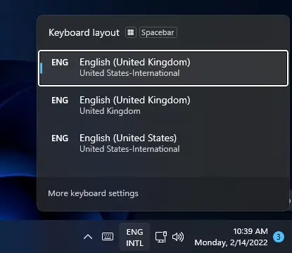 Opciones de diseño de teclado diseño de teclado windows 11