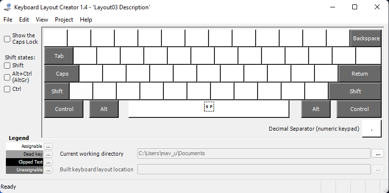 La aplicación Keyboard Layout Creator diseño de teclado windows 11