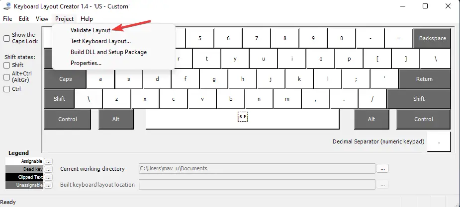 Validar opción de diseño diseño de teclado windows 11
