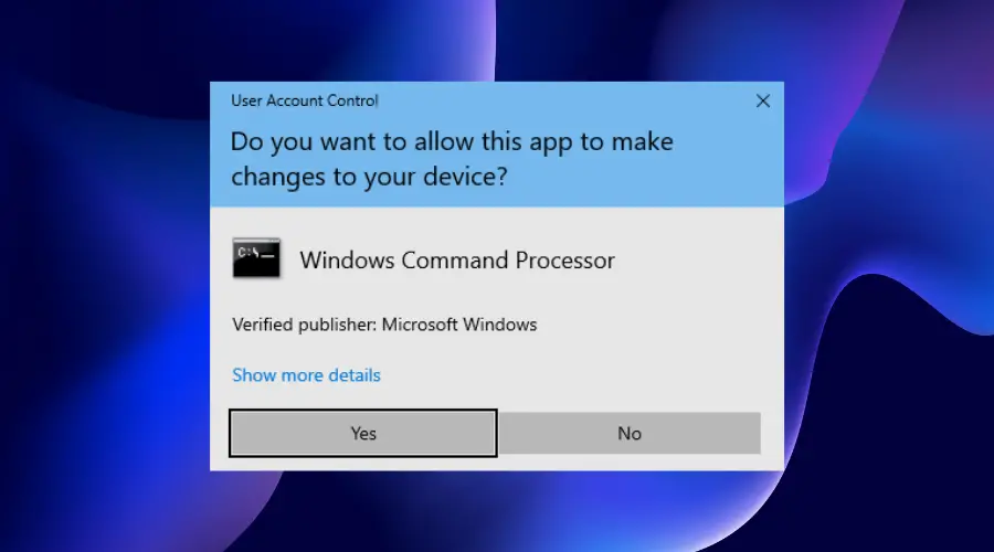 Permitir símbolo del sistema Windows 11 punto de interrupción alcanzado