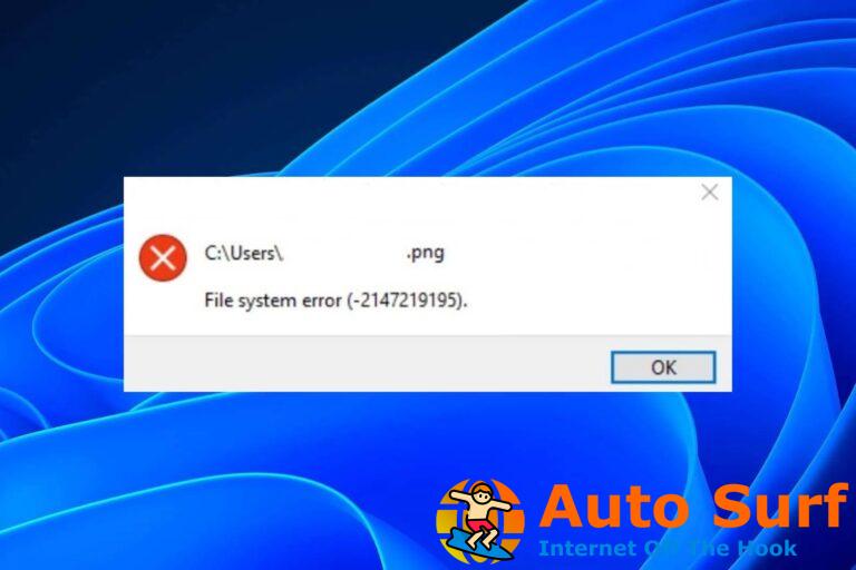 Cómo reparar el error del sistema de archivos (-2147219195)