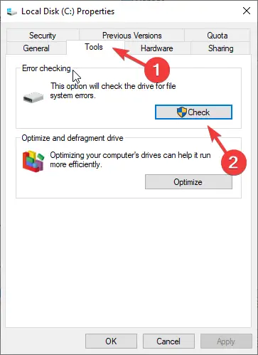 Comprobación de errores Herramientas de comprobación Windows 10