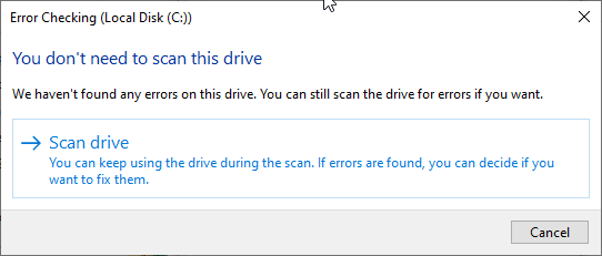 Escanee esta unidad Windows 10 Error 0x80070006