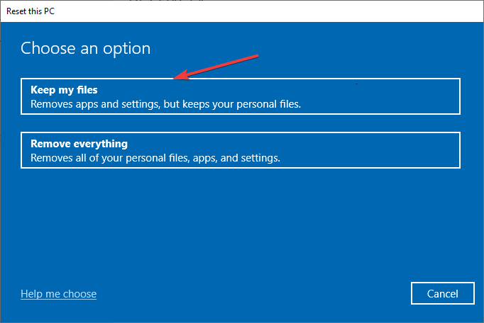 Mantener mis archivos Windows 10 Restablecer PC