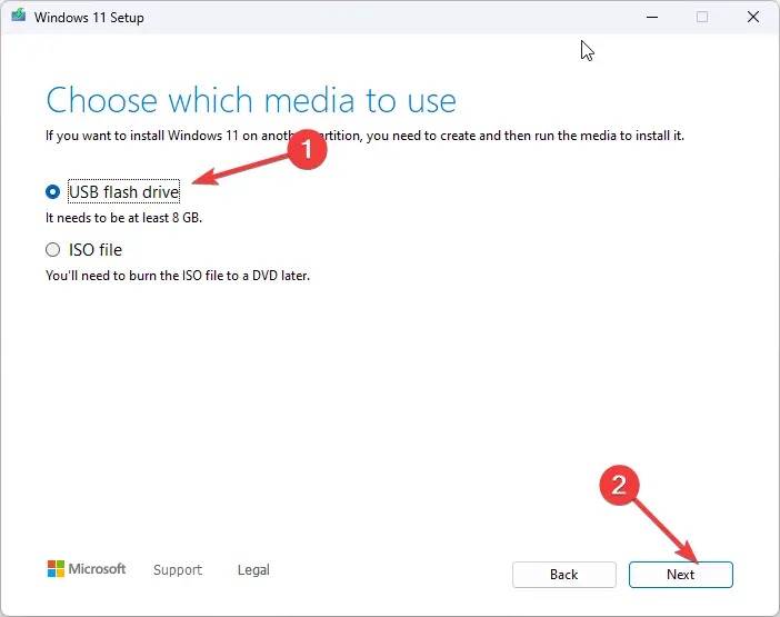 Configuración USB Windows 11 paso 3
