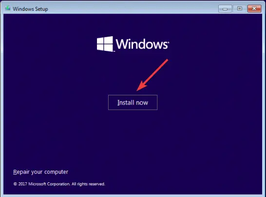 Instalar ahora Total de instalaciones de Windows identificadas: 0