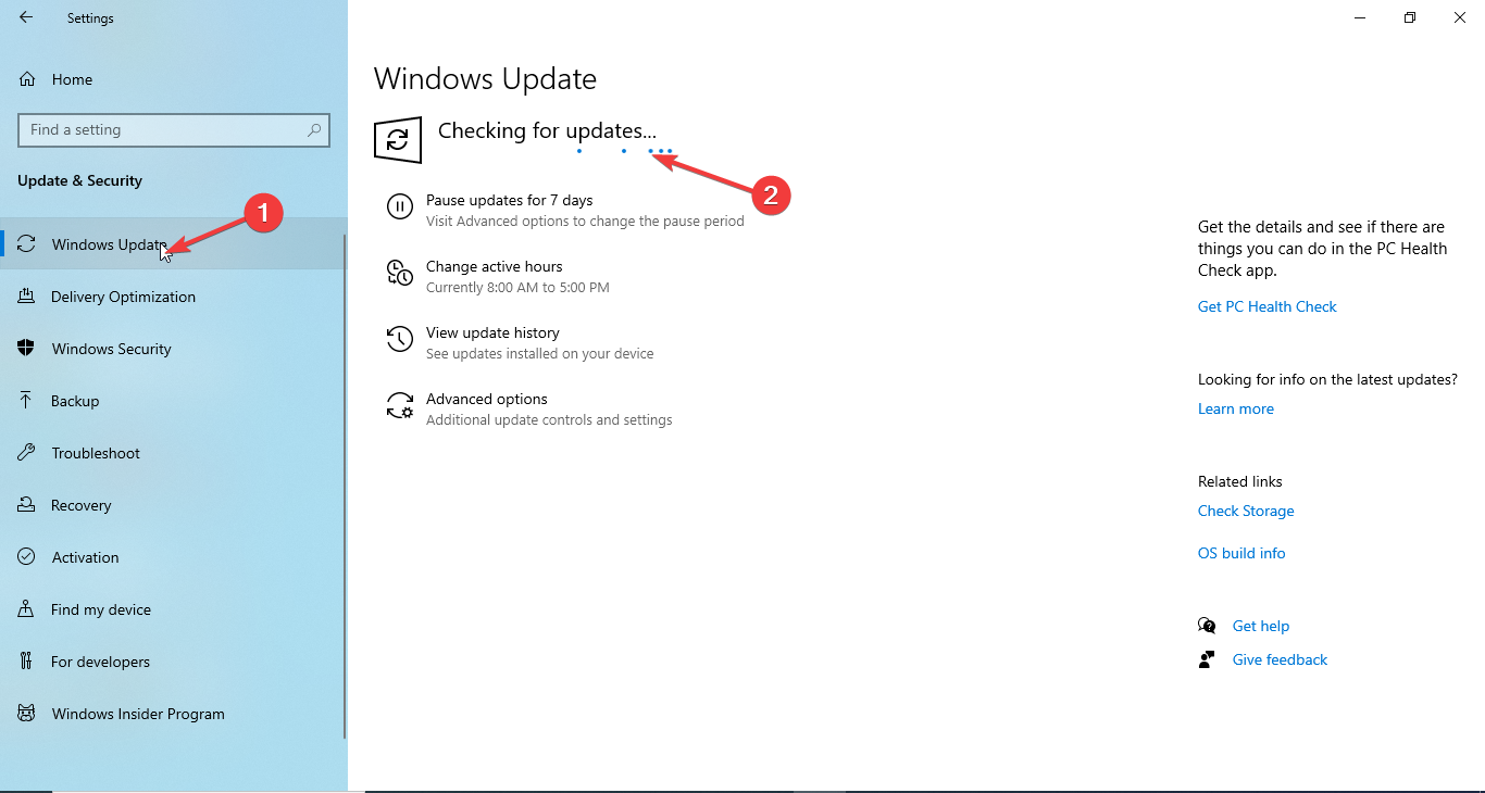 Búsqueda de actualizaciones de Windows Servicio rasman detenido