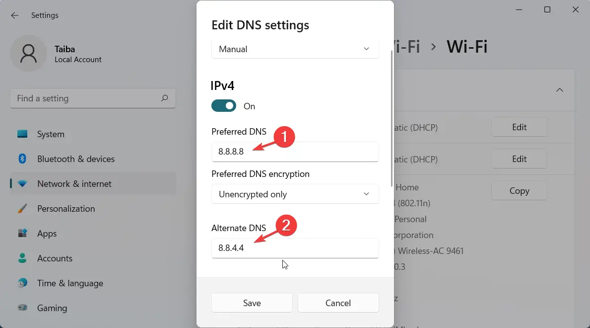 Cambiar la configuración de DNS en Windows 11
