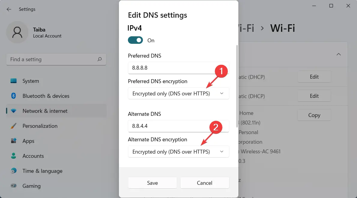 Cambiar la configuración de DNS en Windows 11