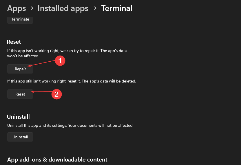 La terminal de Windows no funciona: 6 formas de habilitarla o restablecerla