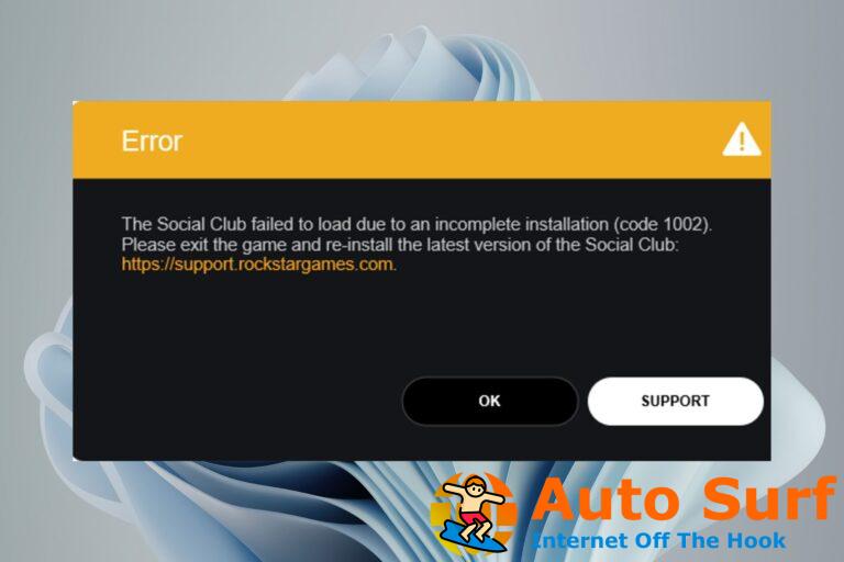 Código de error 1002 del Social Club: cómo solucionarlo rápidamente