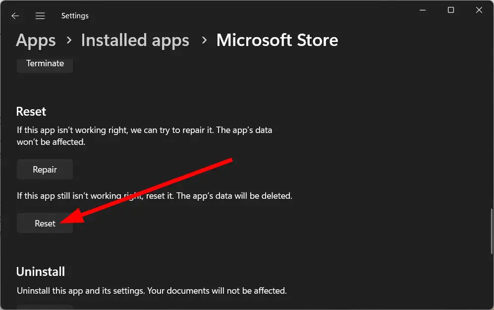 Corrección: 0xc000027b Código de excepción de bloqueo de Microsoft Store