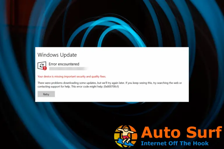 Cómo reparar el error de actualización de Windows 800700c1