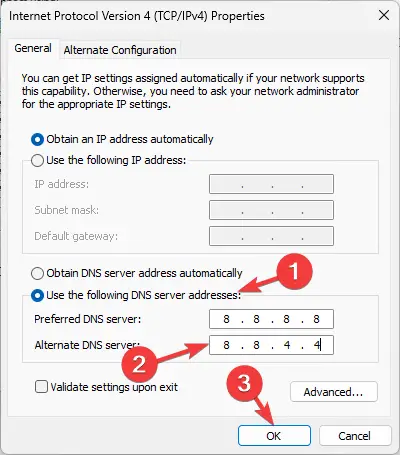 dirección del servidor DNS 