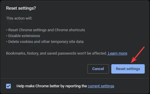 Restablecer 2 Facebook no funciona en Chrome 