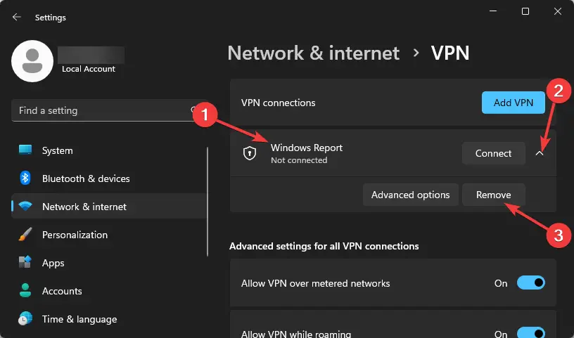 eliminar VPN