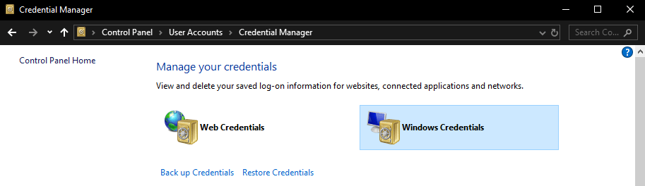 Credenciales de Windows - OneDrive 0x8004deb2