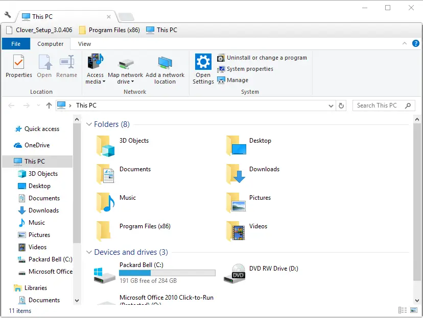 La ventana del Explorador de archivos de Windows 10 eliminó todos mis archivos