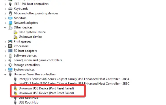3 formas de arreglar un error de restablecimiento de puerto de dispositivo USB desconocido