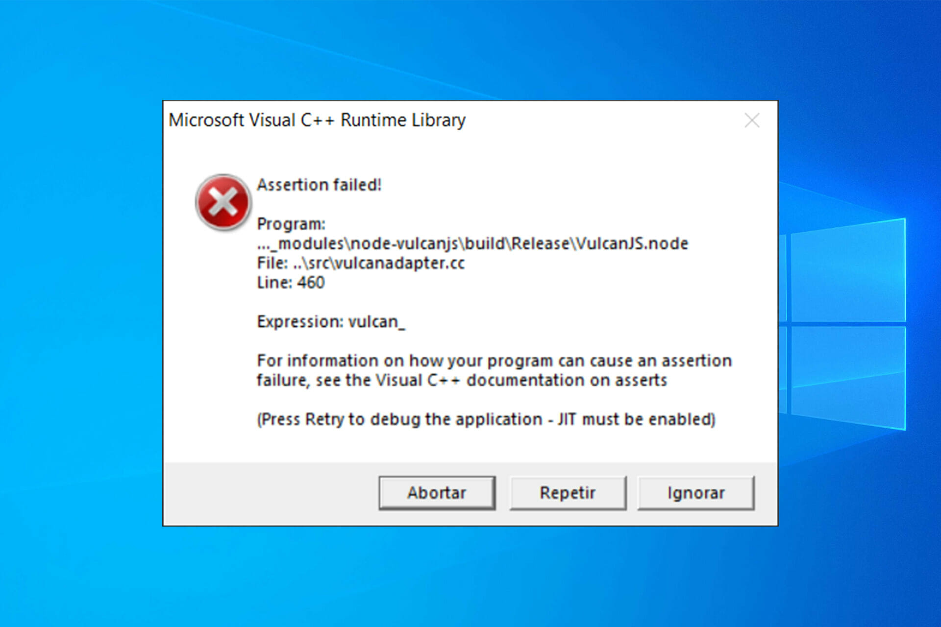 Biblioteca de tiempo de ejecución de Microsoft Visual C++
