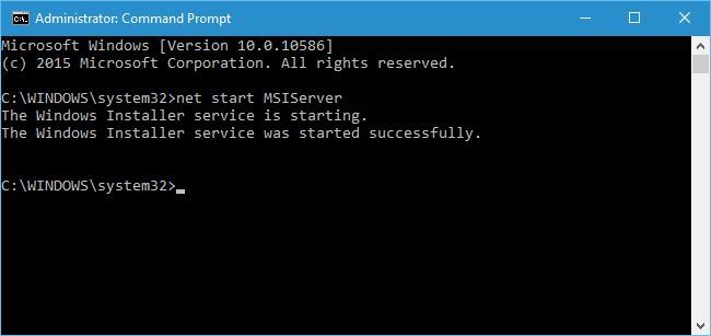 cmd start mserver No se pudo acceder al servicio de Windows Installer 
