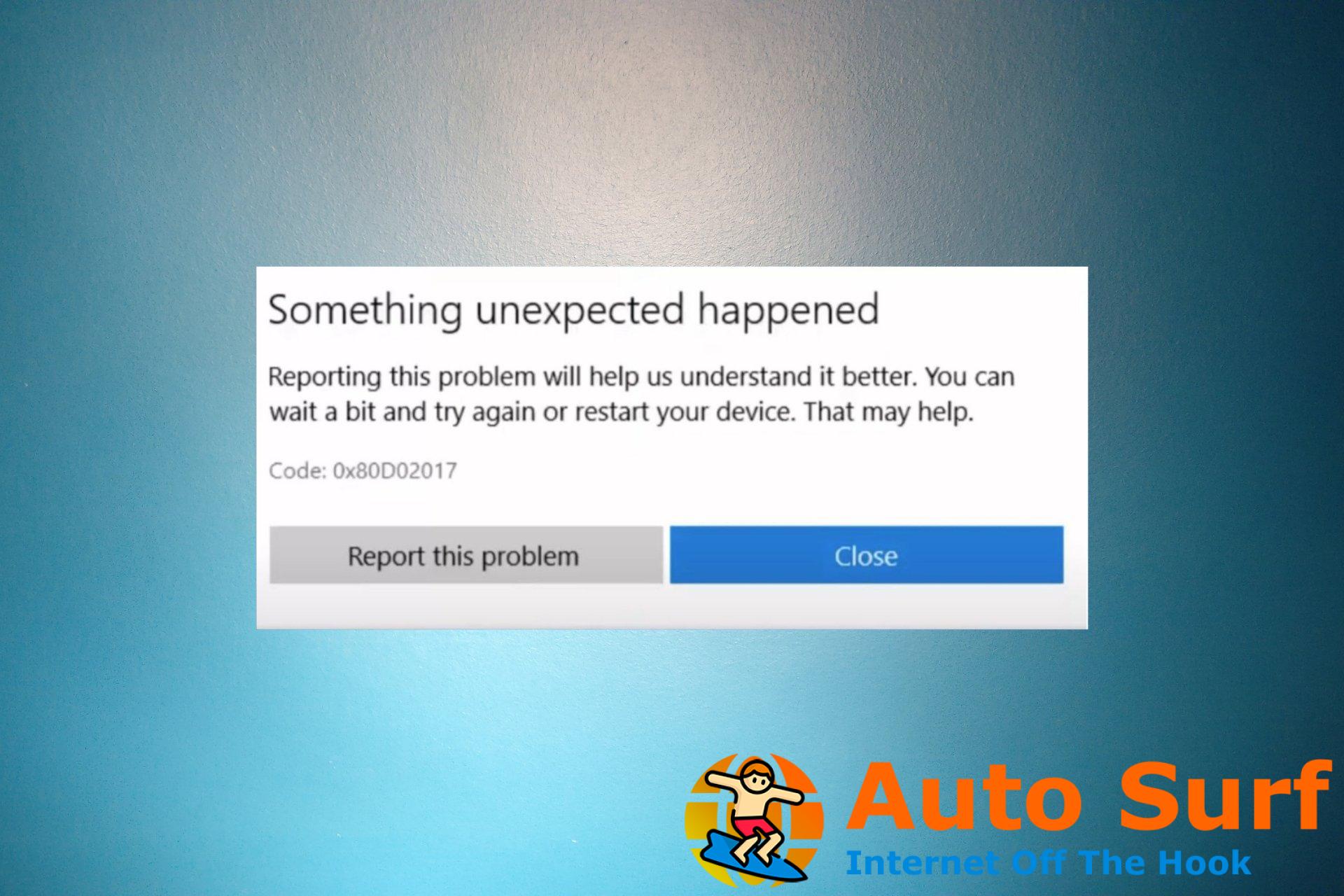 Arreglar el código de error de Microsoft Store 0x80d02017