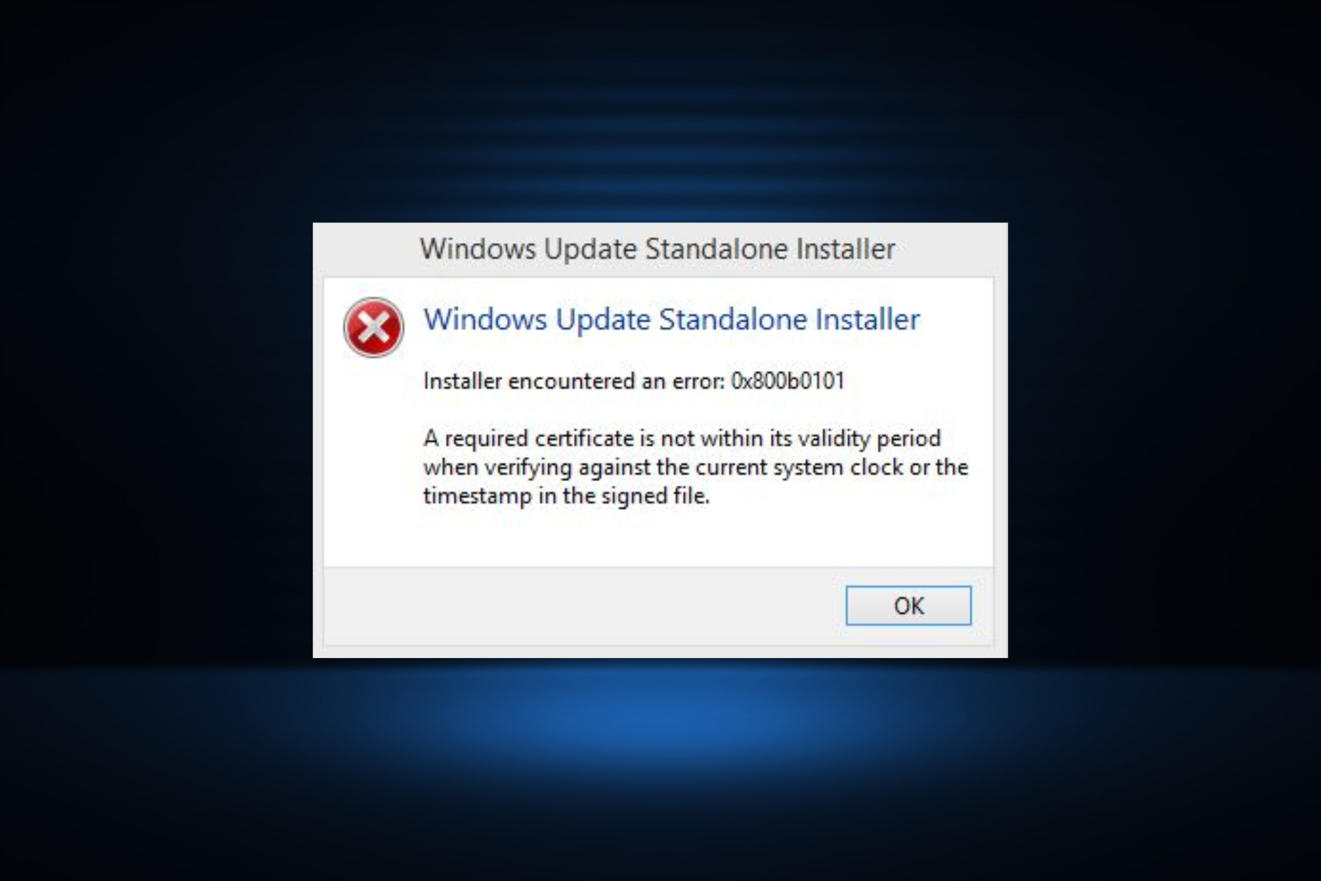 Solucione el error de actualización de Windows 0x800b0101