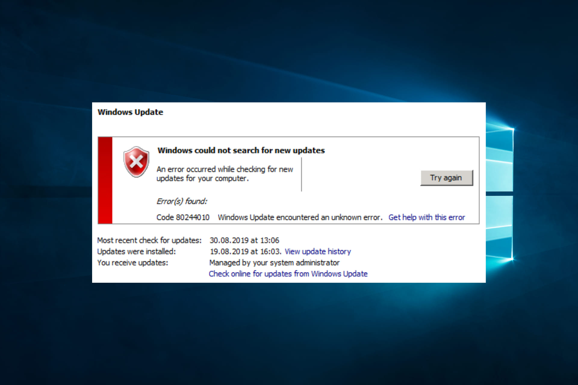 Código de error 80244010 en Windows Update [SOLVED]