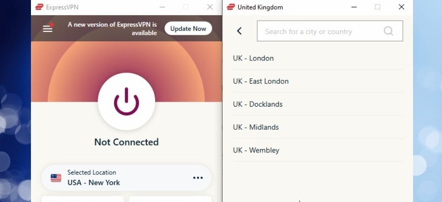 expressvpn no conectado ubicaciones del Reino Unido