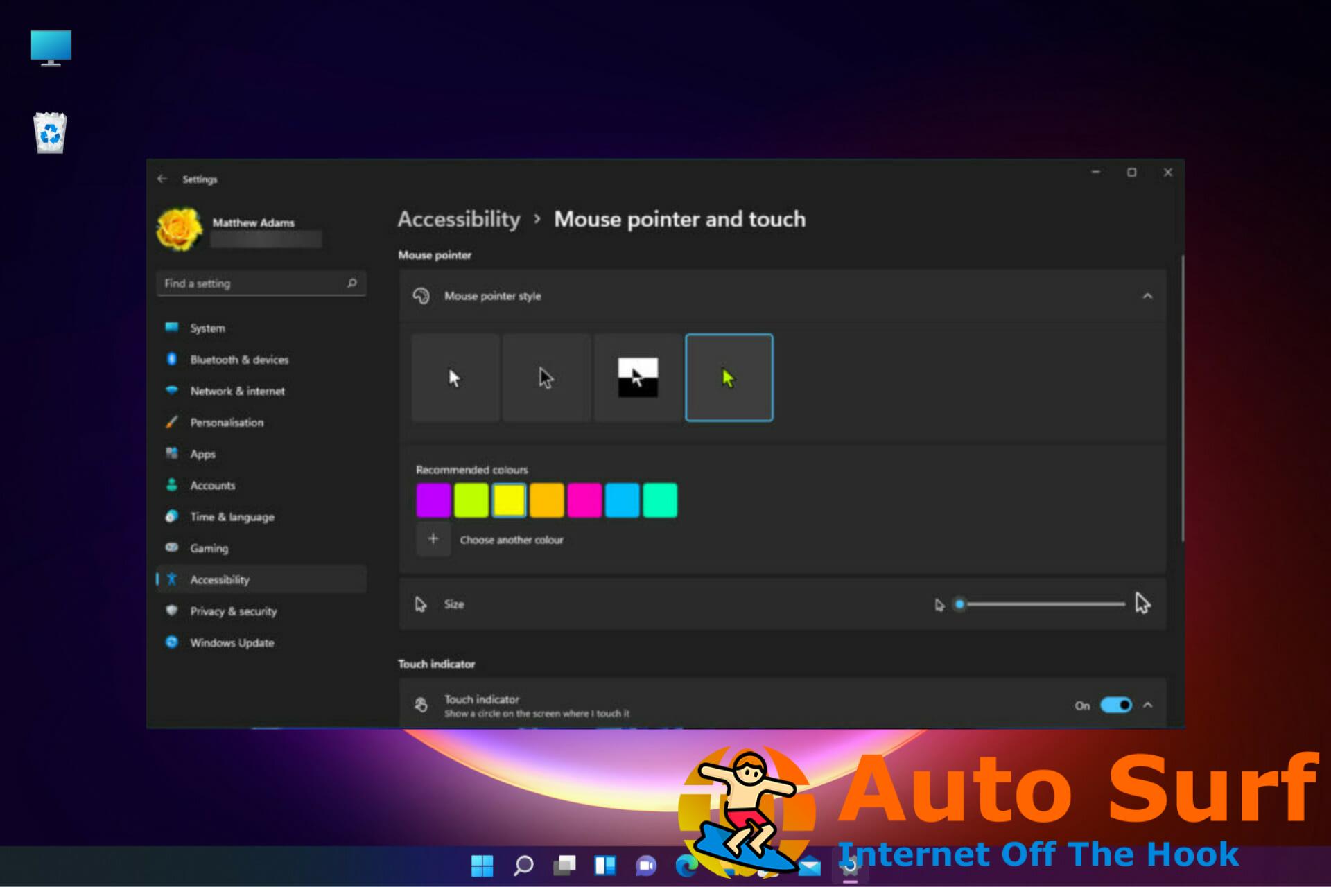 Cómo cambiar el color del cursor del mouse en Windows 11