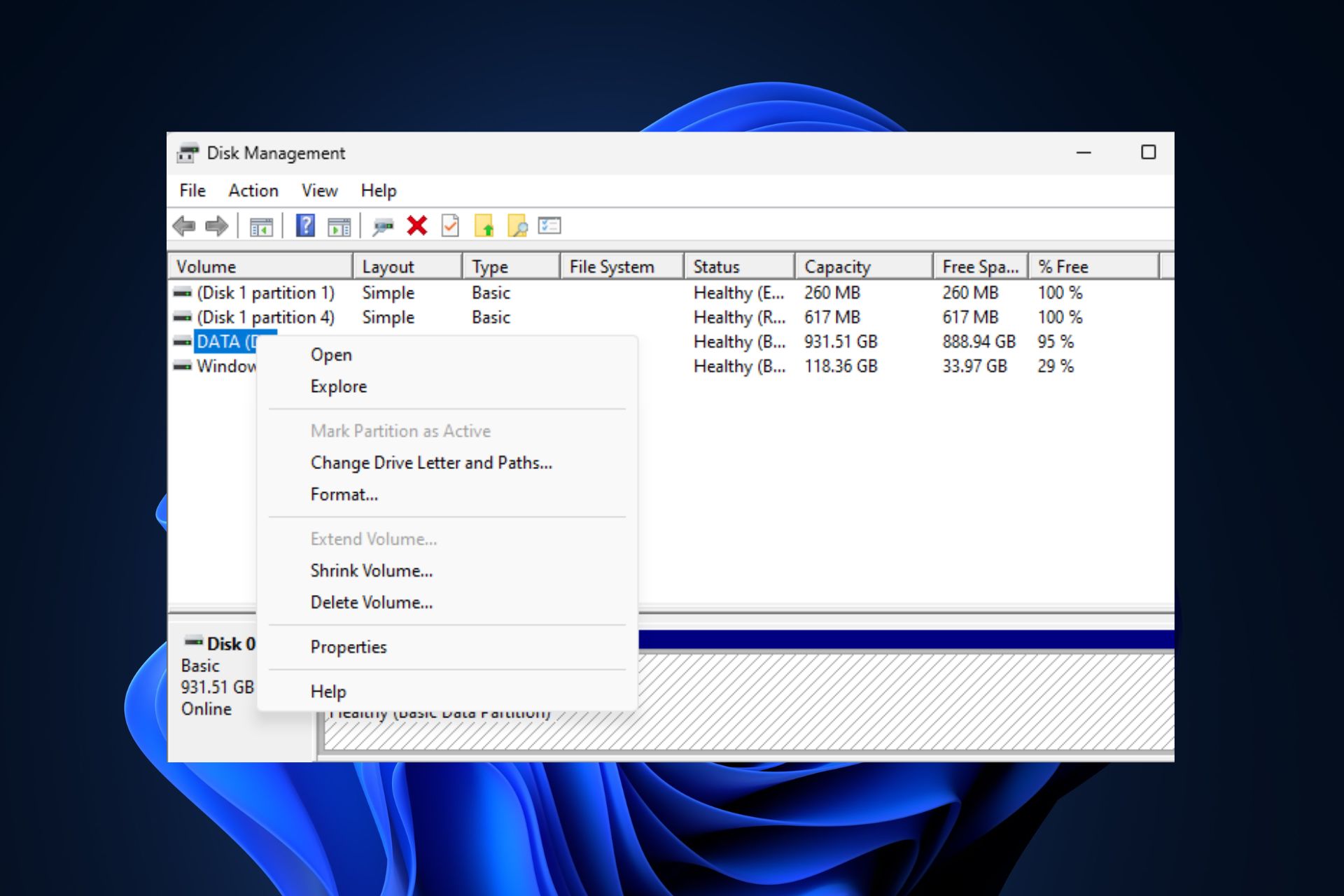 Cómo eliminar una partición en Windows 11