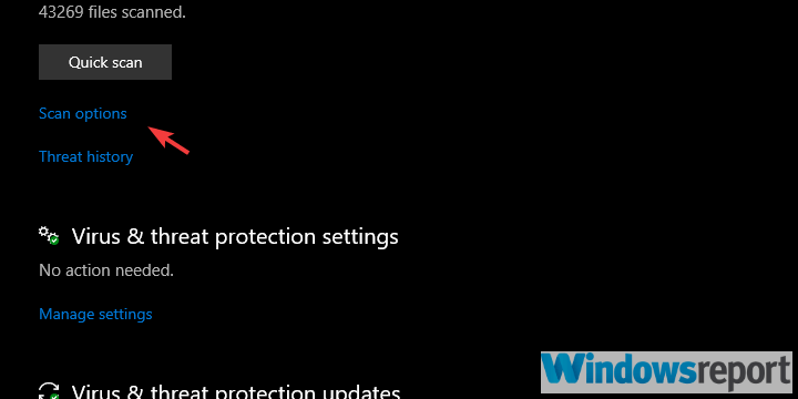 opciones de escaneo windows defender