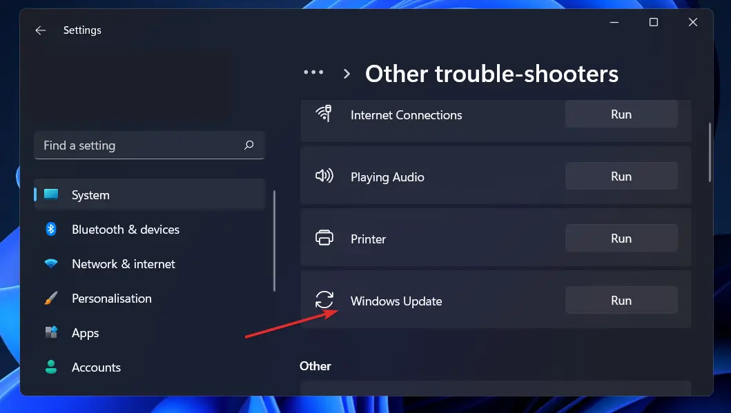   Windows-update-troubleshooter-ejecute el código de error de Windows 11 0x800f0801